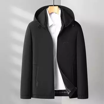 Весна и осень Новая куртка Молодежная и мужская среднего возраста Повседневная куртка Тонкая куртка с капюшоном Мужская одежда L