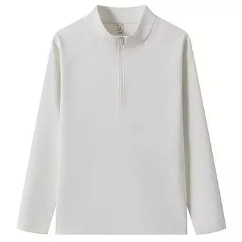 Spring and Autumn New Long-sleeved T-shirt Men s Shoulder-sleeved Half-high Zipper Long-sleeved Bottoming Shirt M жемчужина белый