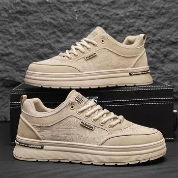 Spring and Autumn New Men s Fashion Skateboard Shoes Casual Versatile Leather Niche Shoes Platform Student Sports Men s Shoes 39 чёрный