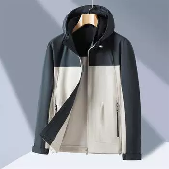 Spring and Autumn New Men s High-Quality Contrasting Colors Hooded Jacket Outdoor Casual Fashion Jacket Jacket Jacket M зелёный