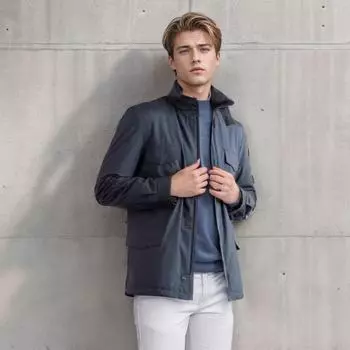 Spring and Autumn New Men s Jacket Solid Color Zipper Large Pocket Stand Collar Casual Jacket S