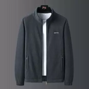 Spring and Autumn New Men s Jackets Fleece Men s Jackets Stand-up Collar Middle-aged and Elderly Cotton-padded Clothes Casual Sportswear M