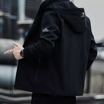 Spring and Autumn New Men s Jackets, Men s Printed Hooded Casual Tops, Sports Windbreakers, Men s Tops M