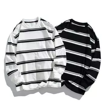Весна и осень новый мужской корейский стиль контрастный цвет круглый вырез длинный рукав свитер модная пара интернет знаменитость универсальный топ M