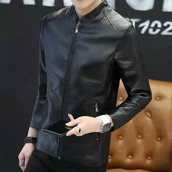 Весна и осень Новая мужская кожаная повседневная модная трендовая куртка из искусственной кожи для мотоцикла M