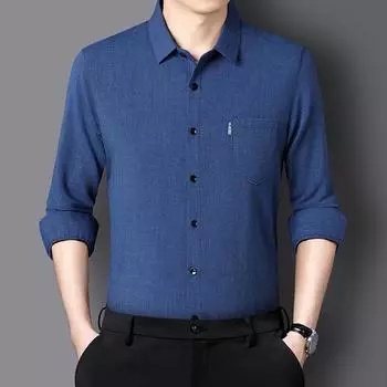 Весна и осень Новые мужские рубашки с длинными рукавами из хлопка и льна, деловые дышащие рубашки, модные и повседневные рубашки M