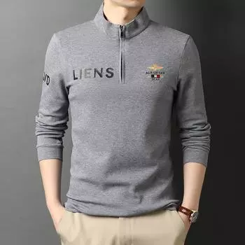 Spring and Autumn New Men s Long-sleeved T-shirts Polo Shirts Loose Casual Men s Young and Middle-aged Men s T-shirts M