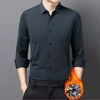 Весна и осень, новая мужская рубашка с длинными рукавами из утолщенного бархата, деловая рубашка, модный повседневный комбинезон M