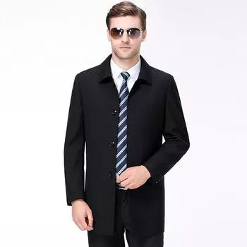 Весна и осень Новые мужские куртки для людей среднего и пожилого возраста Мужская ветровка с воротником-стойкой на пуговицах Деловая мужская куртка 165