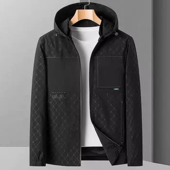 Spring and Autumn New Men s Removable Hooded Jacket Men s Jacket Fashion Versatile Casual Men s Jacket 170 чёрный