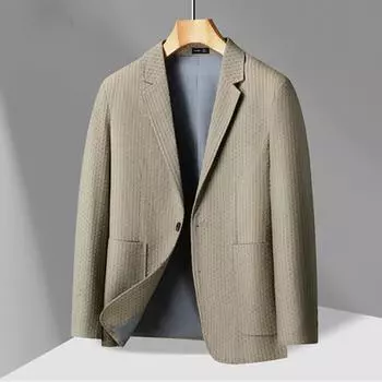 Spring and Autumn New Men s Suit Business Casual Solid Color Single-breasted Two-button Thin Suit Youth Men s Jacket 170 чёрный