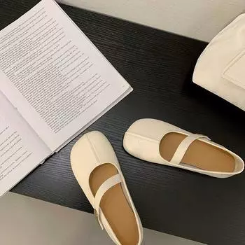 Spring and Autumn New Retro Mary Jane Flat Shoes Women s Versatile Soft Sole Velcro Mango Head Single Shoes 35