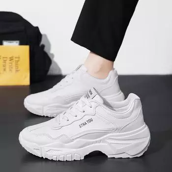 Spring and Autumn new sports shoes waterproof casual men s shoes lightweight soft sole student youth running shoes board shoes white shoes 39