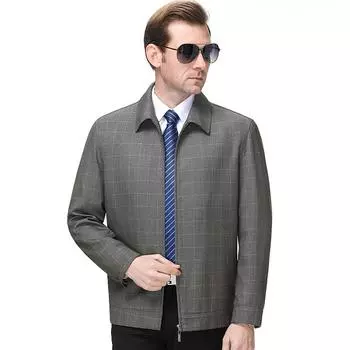 Spring and Autumn New Style Jacket Men s Iron-Free Loose Middle-aged Dad Business Casual Jacket Wool Jacket Men s Thin Top 170