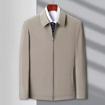 Spring and Autumn New Style Jackets Solid Color Lapel Tops Men s Middle-aged and Elderly Dad Jackets Men s 170