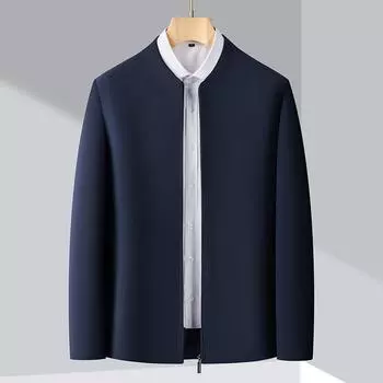 Spring and autumn new style mulberry silk men s jacket large size lapel business casual non-iron daddy top jacket 170