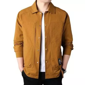 Весна и осень Новый стиль с открытыми плечами Широкая версия Модная молодежная куртка Мужская куртка средней длины Повседневная куртка для мужчин M оранжевый