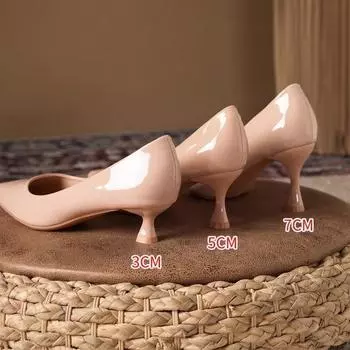 Spring and Autumn new thin heels women s shoes, European and American shallow fashion mother women s shoes, simple classic style Korean versio 35 чёрный