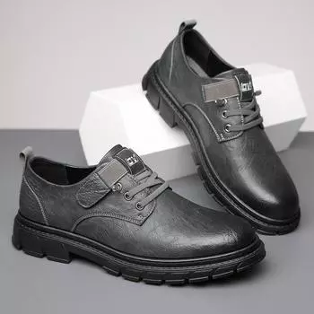 Spring and autumn new tooling shoes men s retro British style leather shoes men s low-top versatile Korean version of genuine leather casual shoes men 38