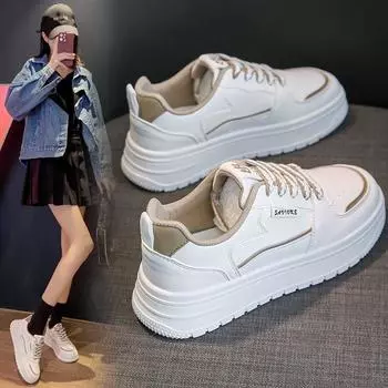 Весна и осень Новые универсальные маленькие белые туфли Женская спортивная повседневная обувь Daddy Ins Tide Board Shoes 35 розовый