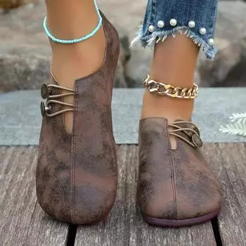 Весна и Осень Новые Женские Туфли на Плоской Подошве Мягкие и Удобные для Ходьбы Легкие Нескользящие Лоферы Модные Женские Кожаные Туфли 36