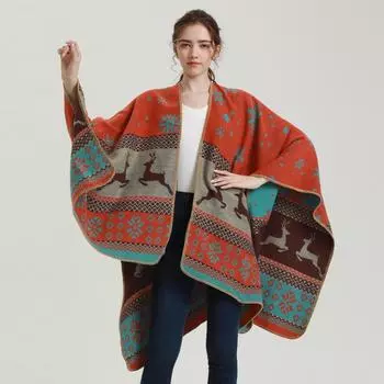 Весна и осень Новый женский искусственный кашемировый разрезной шарф шаль европейская и американская мода утолщенная теплая двухсторонняя вязаная шаль One size