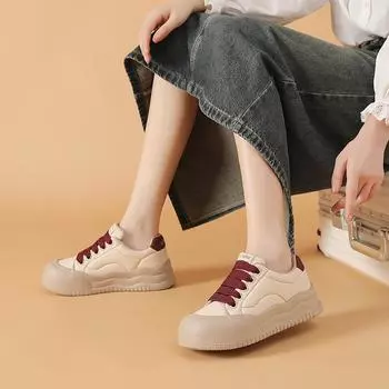 Spring and Autumn new women s low-top thick-soled ugly cute bread shoes Korean version of sports and leisure fashion trend women s shoes 35
