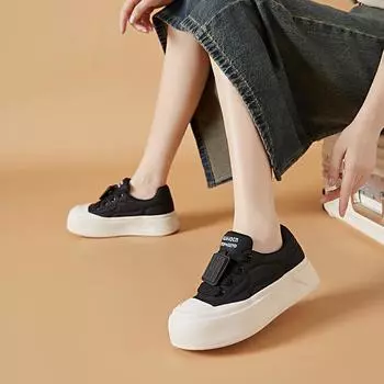 Spring and autumn new women s low-top thick baseplate shoes trendy little white shoes casual fashion bread shoes 35