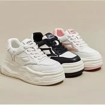 spring and autumn new women s shoes able versatile flat bottom inner height increase white shoes thick sole casual shallow mouth shoes children 34 белый