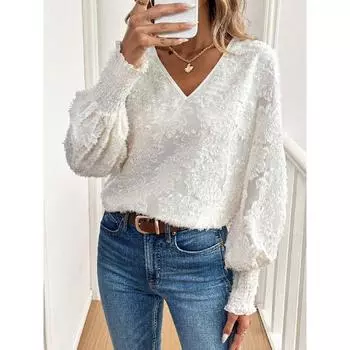 Spring And Autumn New Women S Versatile Long Sleeve Daily Business Commuter Elegant Comfort Sexy Bottom Shirt Top S белый