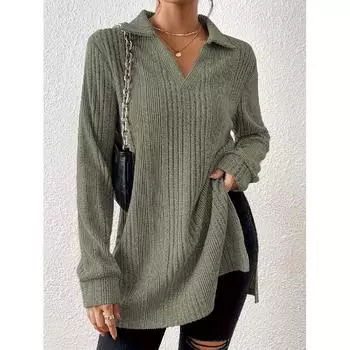 Spring And Autumn New Women S Versatile Long Sleeve Daily Business Commuter Elegant Comfort Sexy Bottom Shirt Top S армия зеленый