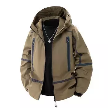 Весна и осень Открытый ветровка с капюшоном альпинистская куртка пальто водонепроницаемый ветрозащитный парный спортивный костюм S коричневый