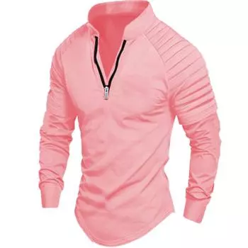 Spring and Autumn Polo Zipper Long Sleeve Men s Sports Polo Shirt S белый