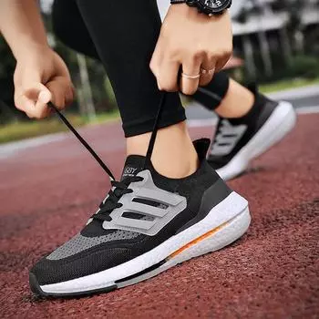 Spring and autumn popular large size men s mesh lightweight running shoes outdoor popcorn bottom casual sports trendy shoes 39