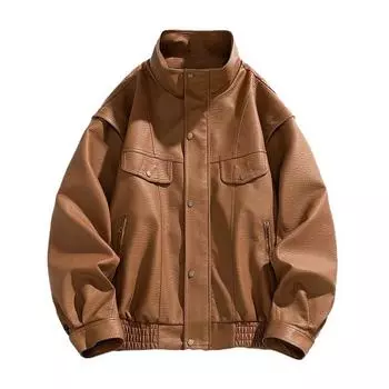 Spring and Autumn Retro PU Leather Jacket Men s Handsome Motorcycle Suit Leather Jacket for Boys M