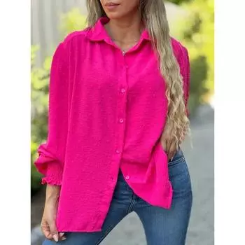 Spring and Autumn s New Solid-color Loose Casual POLO Collar Comfortable Design Button-down Shirt for Women S розы красного
