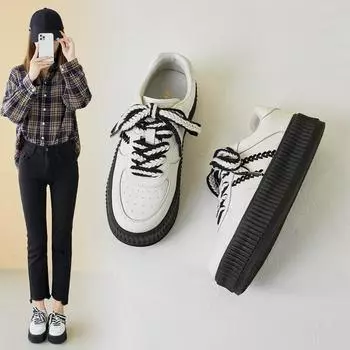Spring and Autumn Seasons Little White Shoes Female 2024 New Thick Bottom Elevated Increase Casual Board Shoes Women Shoes 35