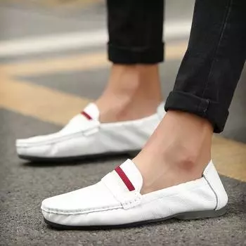 Весенние и осенние туфли Мужские настоящие кожаные туфли в британском стиле Модные повседневные кожаные туфли Обувь для вождения Туфли без застежек 38