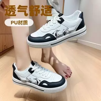 Spring and Autumn Simple Little White Shoes Women s 2025 New Fashion Sports Leisure Comfortable Versatile Comfortable Board Shoes Women 35 чёрный
