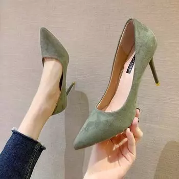 Spring and Autumn single shoes women s European and American pointed head shallow mouth stiletto high heels women s fashion work shoes summe 40