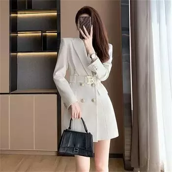 Spring and Autumn Slimming Trench Coat Women s French Style Double-breasted Suit XXXL