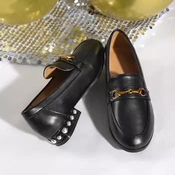 Spring and Autumn small leather shoes British sub-women s shoes Lazy one-pedal thick-soled heightening shoes Loafers 36 чёрный
