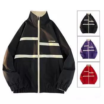 Весна и осень куртка унисекс с воротником-стойкой, модная корейская студенческая куртка, рабочая одежда, повседневная ветровка, топ M