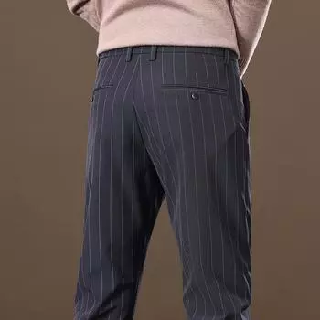 Spring and Autumn Striped Thin Casual Pants Men s Trousers Slim 28 чёрный