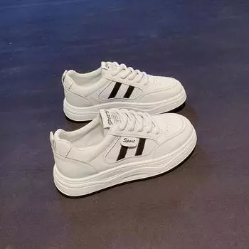 Spring and Autumn, the new women s breathable and lightweight, heightened thick-soled versatile little white shoes, spring and autumn 35