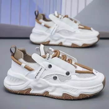 Spring and Autumn Thick soled Height Increasing Youth Sports Shoes 2024 Men s Mesh Breathable Lightweight Casual Running Shoes 39