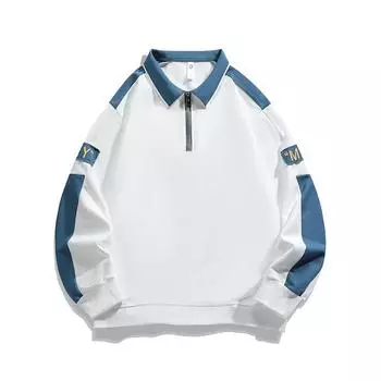 Spring and Autumn Thin Long Sleeve Hoodie Men s Polo Shirt Youth Men s Top XXXXXL белый