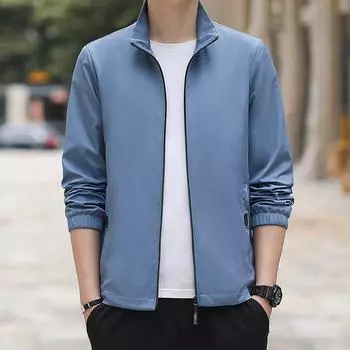 Spring and Autumn Thin Versatile Youth Loose Lapel Baseball Jacket M чёрный