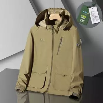 Весенне-осенняя куртка Tooling, мужская повседневная универсальная куртка для активного отдыха, куртка свободного покроя, большого размера, для среднего возраста M хаки