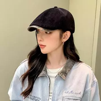 Spring and autumn travel versatile, show your face, wear a heavy painter s hat, tide British style retro forward hat children M56-58cm бежевый